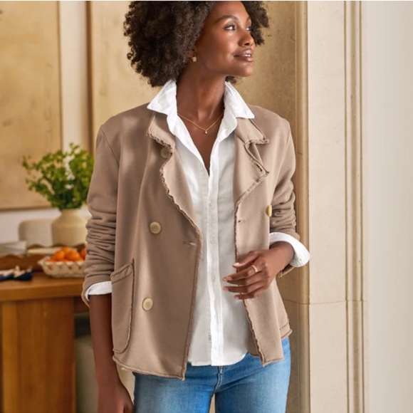 Frank & Eileen Mini Belfast Double-Breasted Frayed-Edge Pea Coat - Picture 2 of 7